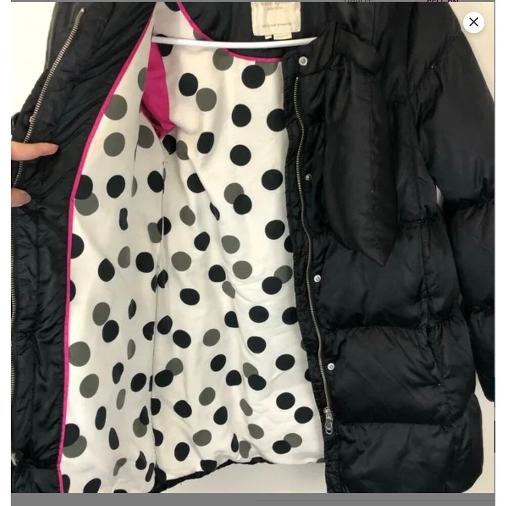 Exquisite Kate Spade Puffer DOWN Jacket Scart Coat Collar $599 Black Size Large - Picture 15 of 16